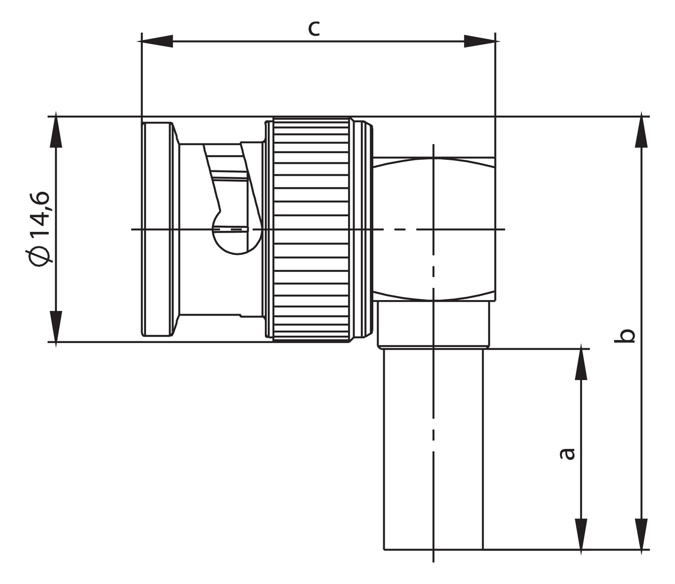 BNC-Stecker Rundkabel 50O Löt/Crimp Winkelsteck 50Ohm