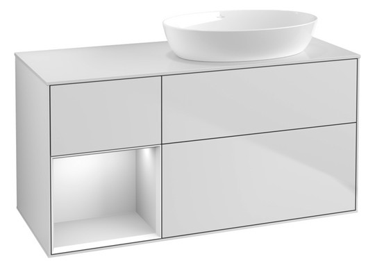 V&B Waschtisch-Unterschrank Finion 120cm, Abdeckplatte white matt, Regal White matt lacquer, White matt lacquer