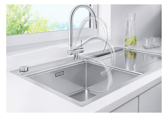 Blanco Spültisch-Einhebelmischer CORESSA-F Hebel rechts, abklappbar, chrom