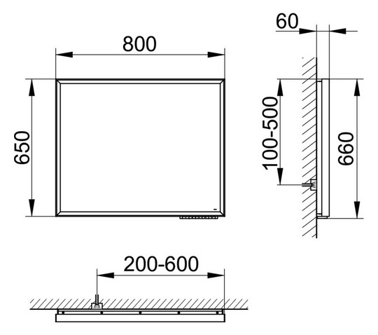 KEUCO Lichtspiegel Royal Lumos 800 x 650 x 60 mm, 53 Watt, Lichtfarbe einstellbar, silber-eloxiert