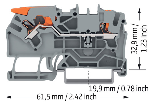 Reihenklemme 0,25-4qmm 1Etage 2kl gr 24A TS35 Hutschiene TH35