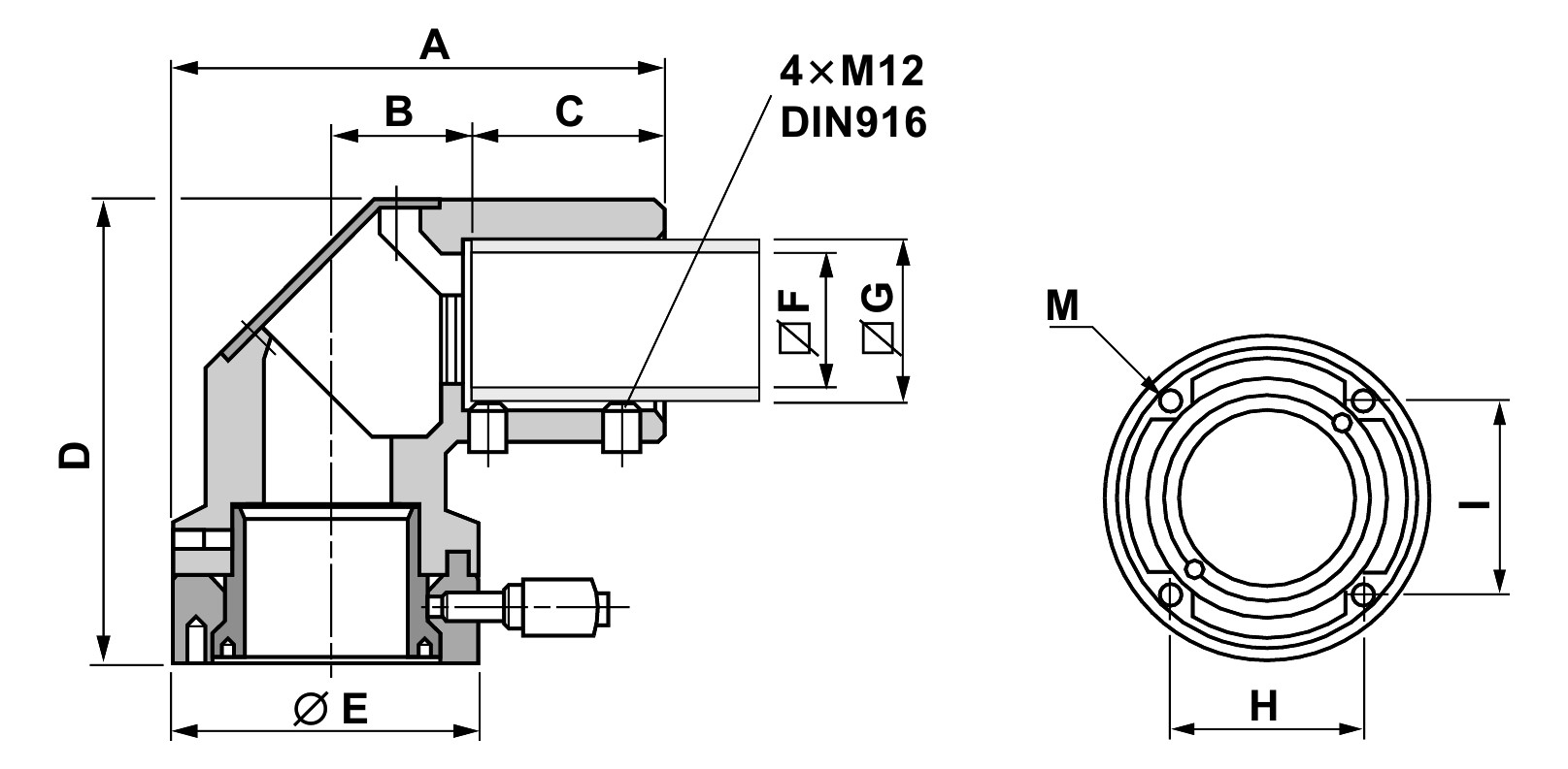 Tragarm-Komponente 147x154mm Metall gr RAL7040