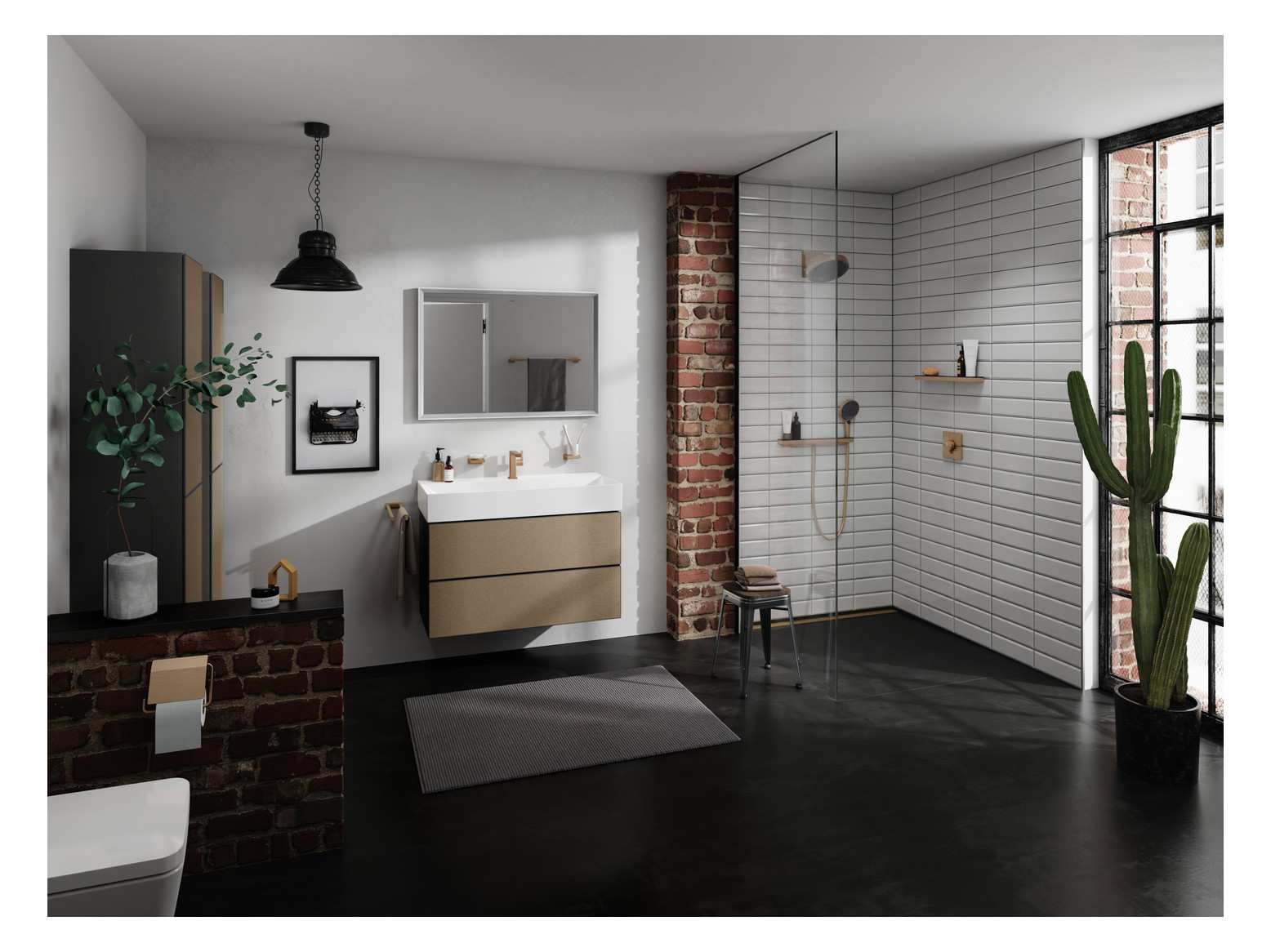 hansgrohe Handtuchhalter AddStoris Länge 445mm, zweiarmig, Wandmontage, Metall, brushed bronze