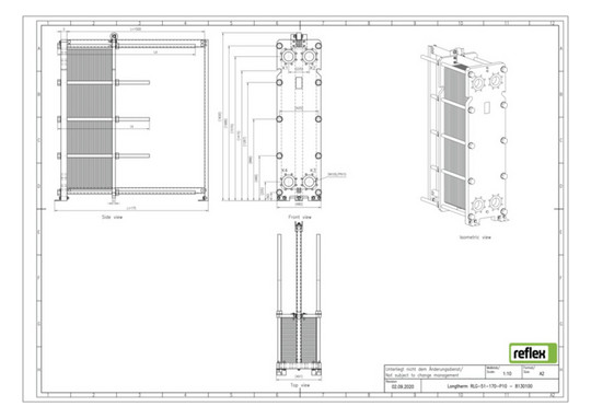 Reflex Wärmetauscher Longtherm RLG-51-170 Plattenzahl 170, geschraubt, Edelstahl