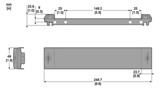 Schrank-Frontplatte 1HE B250xH50mm ST pulverbesch