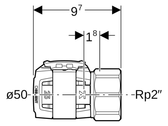 Geberit Übergang FlowFit Ø 50 mm, Rp 2, mit Innengewinde