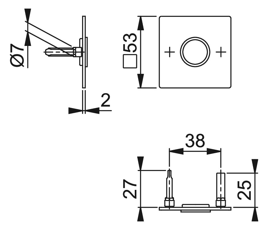 Bild HOPPE Drückerrosettenpaar E848N, außen/innen, eckig, mit Stütznocken, 2mm, Türstärke min. 35mm, Türstärke maximal 45mm, schwarz matt-1