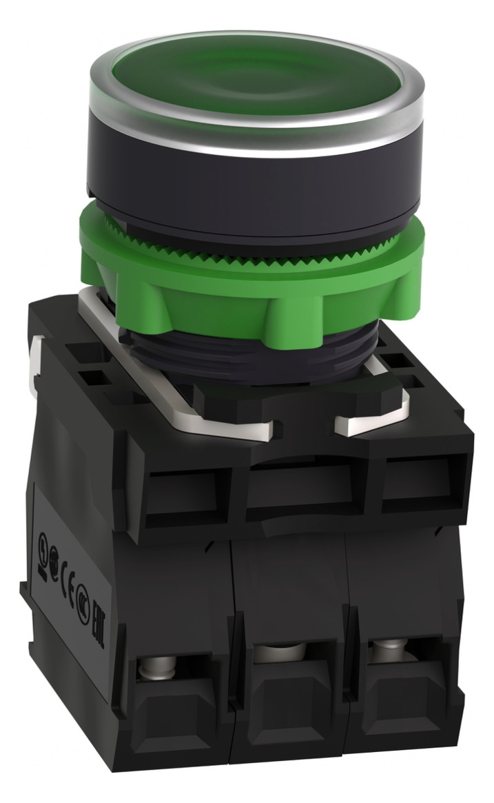 Drucktaster 1f gn rnd Ø22,5mm 1S 1Ö IP66 fl Geeignet für Beleuchtung Tastend