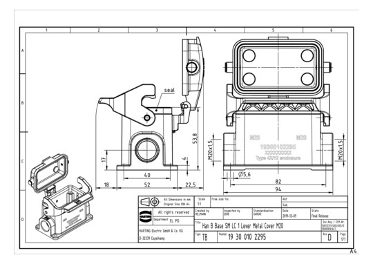 HART Sockelgehäuse M2x20 mit 19300102295 