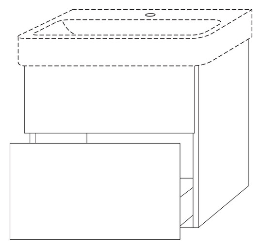 SA Waschtischunterbau mit Auszügen 3way (BS767) 593x600x437 Schwarz-Matt