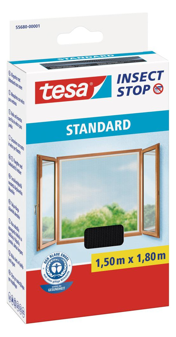 Bild tesa Fliegengitter Stand Klettband für F enster anthrazit 1,5m:1,8m-0