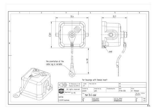 HART Han 3U-AK-Dichtung      09360035405 