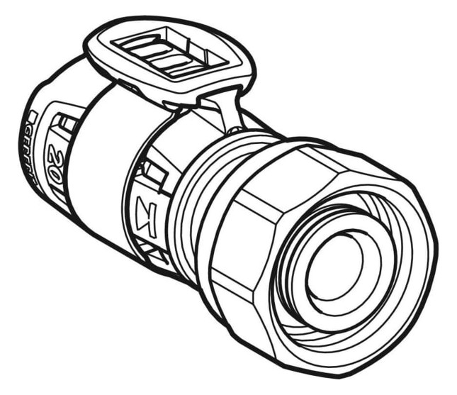 Geberit Anschluss FlowFit Ø 16 mm x G 3/4, 61 mm, für Eurokonus, mit Überwurfmutter