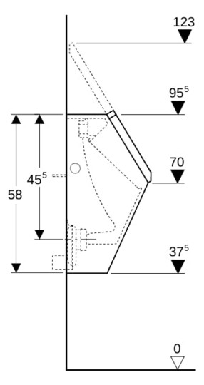 Geberit Urinal Renova Plan weiß, mit Deckel, Zulauf/Abgang hinten
