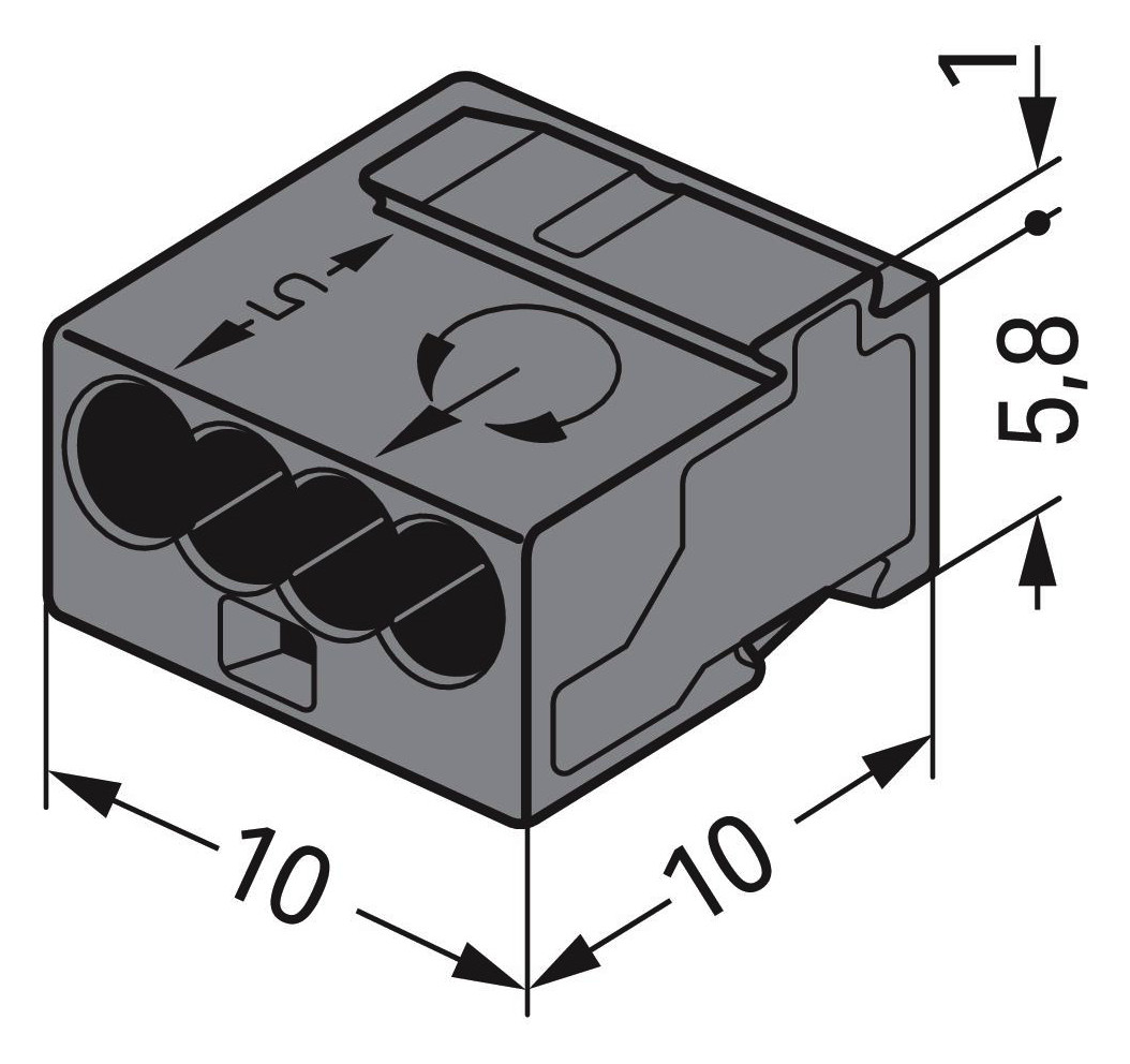 Steckklemme 4f 100V 6A Serie 243 0,6-0,8qmm dgr f.Massivleiter