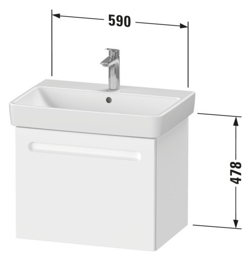 Duravit Waschtisch-Unterschrank No. 1 59 x 42,6 x 47,8 cm, Graphit Matt, 1, Schubkasten, 1 Auszug, wandhängend