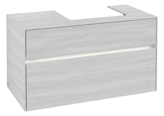 V&B Waschtischunterschrank Collaro 100x54,8x50cm, Waschtisch rechts, LED-Beleuchtung 7,3 W, white wood