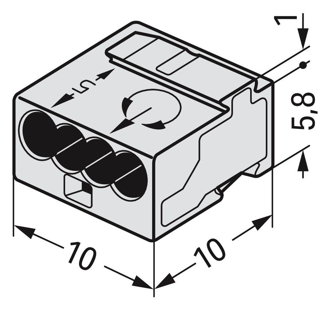 Steckklemme 4f 100V 6A Serie 243 0,6-0,8qmm lgr f.Massivleiter