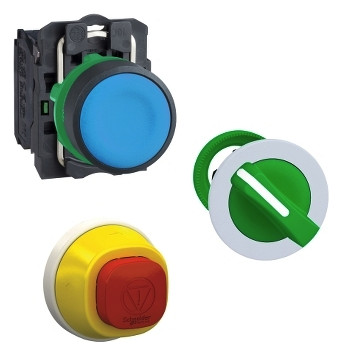 Drucktaster 1f bl rnd Ø22,5mm 1S IP66 fl Tastend