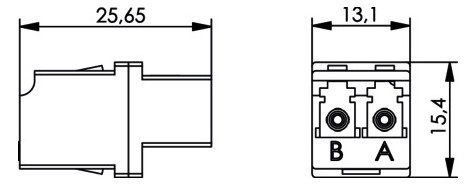 LWL-Kupplung LC-D LC-D Singlemode und bl Kst Keramik einrasten