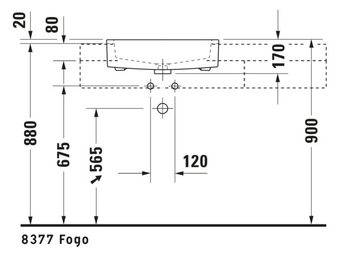 Duravit Halbeinbau-Waschtisch Vero 55x47cm, Einbau von oben, mit Hahnloch, Überlauf, Hahnlochbank, weiß WonderGliss