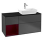 V&B Waschtisch-Unterschrank Finion 120cm, Abdeckplatte black matt, Regal Peony matt lacquer, Anthracite matt