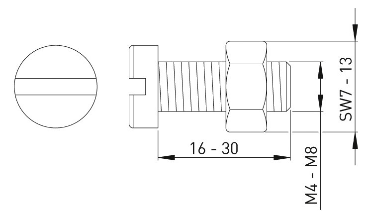ASW Lochbandschraube M 8 x 25 mm, Stahl verzinkt, mit Muttern gepackt