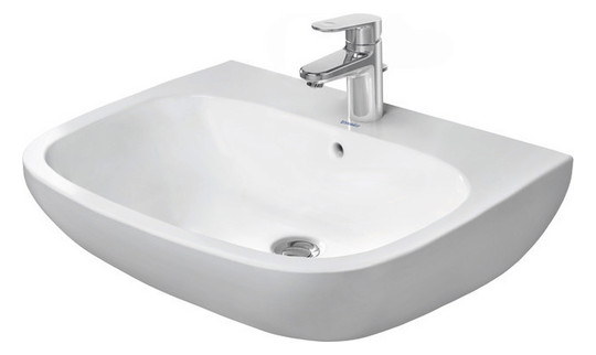 Duravit Waschtisch D-Code 65 x 50 cm, mit Hahnloch, Überlauf, Hahnlochbank, weiß