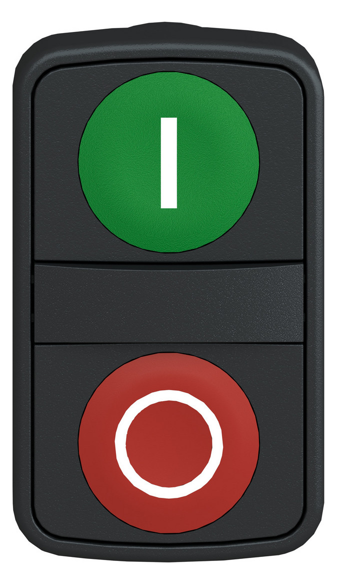 Drucktaster Front 2f rt/gn Ø22,5mm IP66 rechteck Tastend