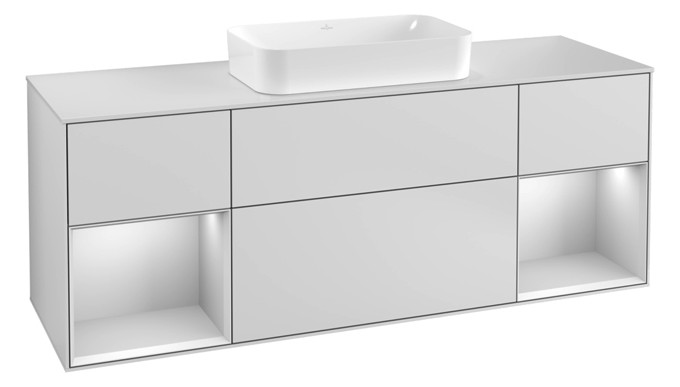V&B Waschtisch-Unterschrank Abdeckplatte white matt Finion 160x60,3cm, Regal White matt lacquer, White matt lacquer