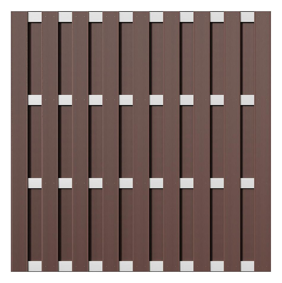 Bild ELDENA-Serie BRAUN 180x180cm hell eloxie rt 4 Querriegel ALU WPC-Bretterzaun - n.a.-0
