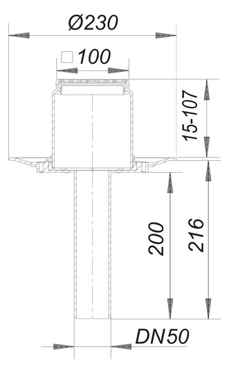 Dallmer Balkonablauf 84 E DN 50, Ablaufstutzen senkrecht