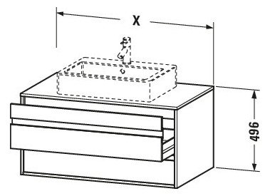 Duravit Waschtisch-Unterschrank Ketho 100 x 55 cm, Eiche natur, für Aufsatzbecken mittig, 2 Schubkästen