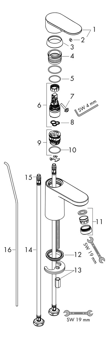 hansgrohe Waschtisch-Einhebelmischer 70 Vernis Blend mit Zugstangen-Ablaufgarnitur, chrom