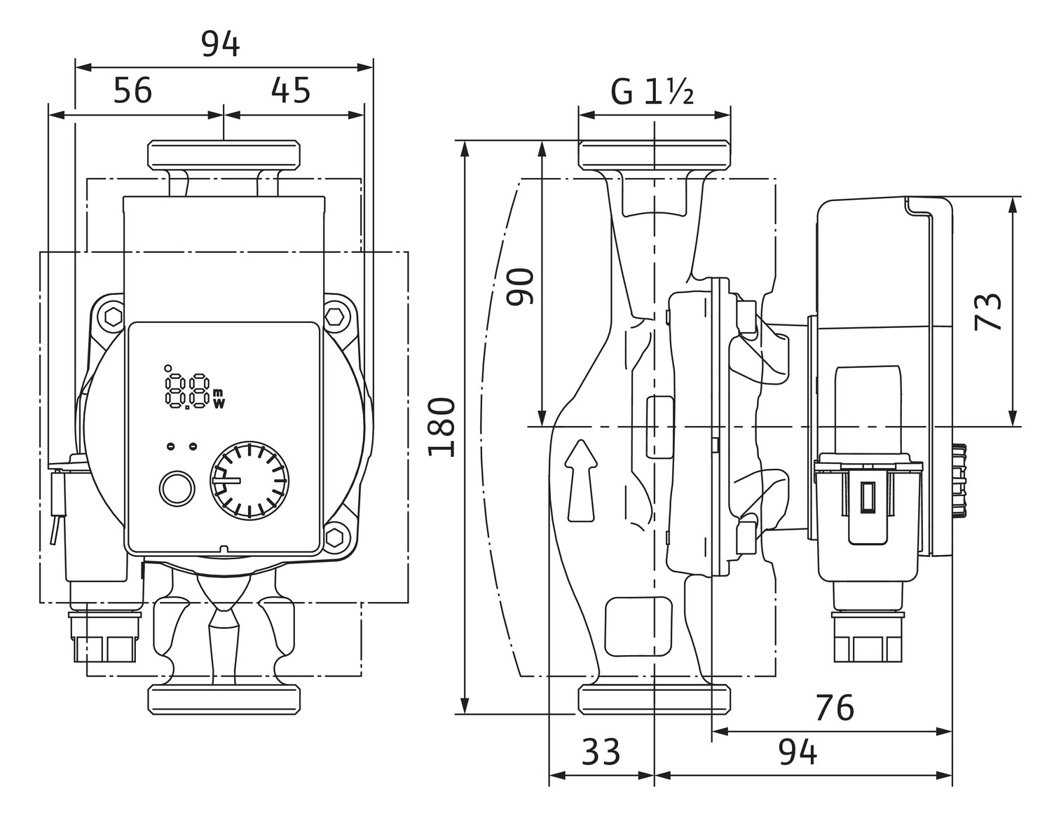 Wilo Hocheffizienz-Pumpe Yonos PICO plus 25/1-6, G 1 1/2, 230 V, 50/60 Hz