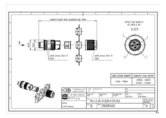 HART Harax M12 -L4 Stift /   21032811405 