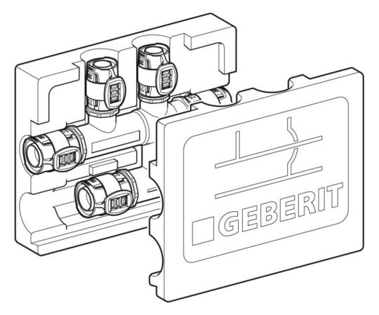Geberit Kreuzungs-T-Stück FlowFit Ø 25 x 16 x 25 mm, 186 mm, mit Dämmbox
