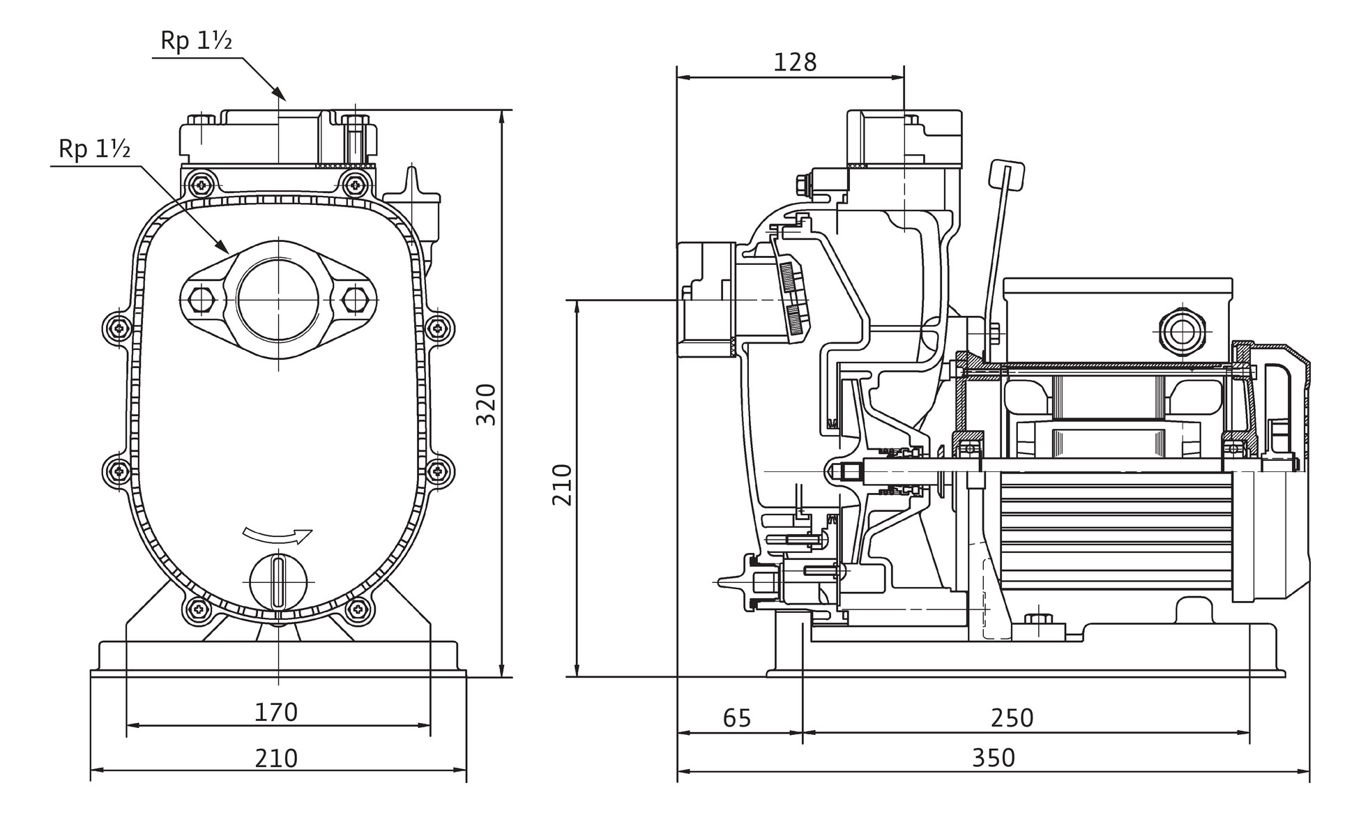 Wilo Schmutzwasserpumpe Drain LP 40/10, Rp 1 1/2, 230V, 0,4 kW, selbstansaugend