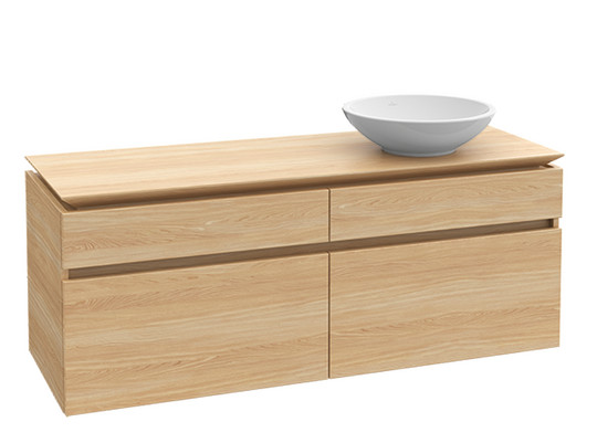 V&B Waschtischunterschrank Legato 120x55x50cm, Waschtisch rechts, mit LED-Beleuchtung, Glossy White