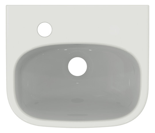 Ideal-Standard Handwaschbecken i.life A 35x30x15cm, mit Hahnloch/Überlauf, Hahnbank links, weiß