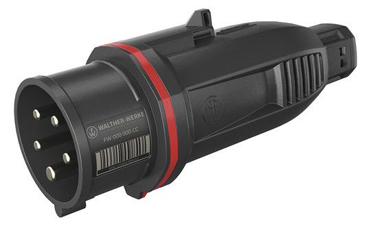 CEE-Stecker 5p 16A IP54 NEO 400V/rt 6h schraubl.Kl Kst Knickschutztülle
