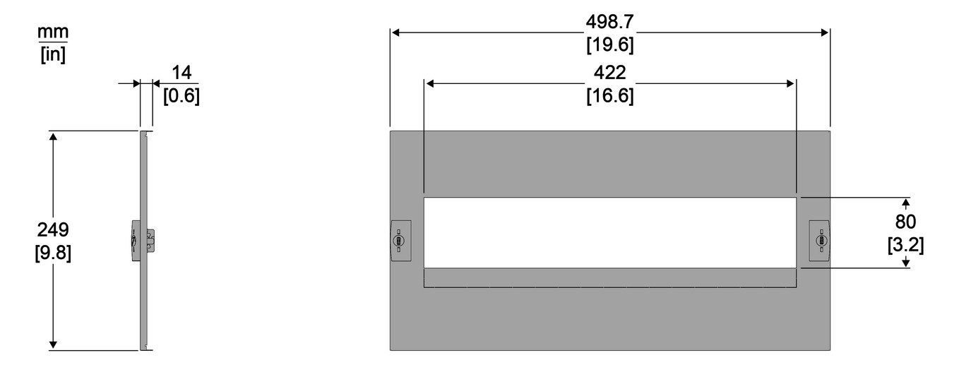 Schrank-Frontplatte 5HE B500xH250mm ST pulverbesch