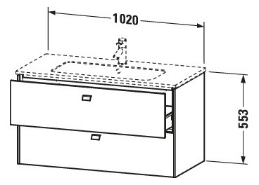 Duravit Waschtisch-Unterschrank Brioso 102 x 47,9 cm, chrom/Eiche schwarz, 2 Schubkästen, wandhängend