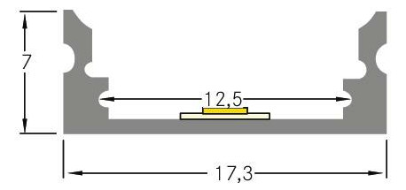 Alu-Profil alu L2500mm B17,3mm H7mm Alu-Profil alu L2500mm B17,3mm H7mm