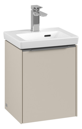 V&B Waschtisch-Unterschrank Subway 3.0 35,1x42,9x30,9cm, Schanier rechts/Griff Aluminium glänzend, cashmere grey