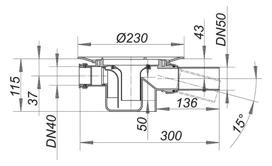 Dallmer Ablaufgehäuse Serie 10 46 S DN 50, Zulauf DN 40