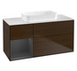 V&B Waschtisch-Unterschrank Finion 120x60,3x50,1cm, Regal links Anthracite matt, Walnut veneer