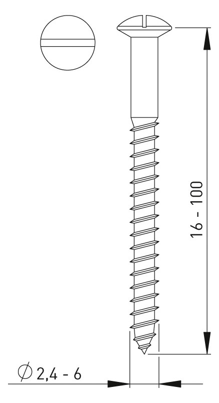 ASW Längsschlitz-Holzschrauben 5,5 mm x 60 mm, Messing verchromt, DIN 95