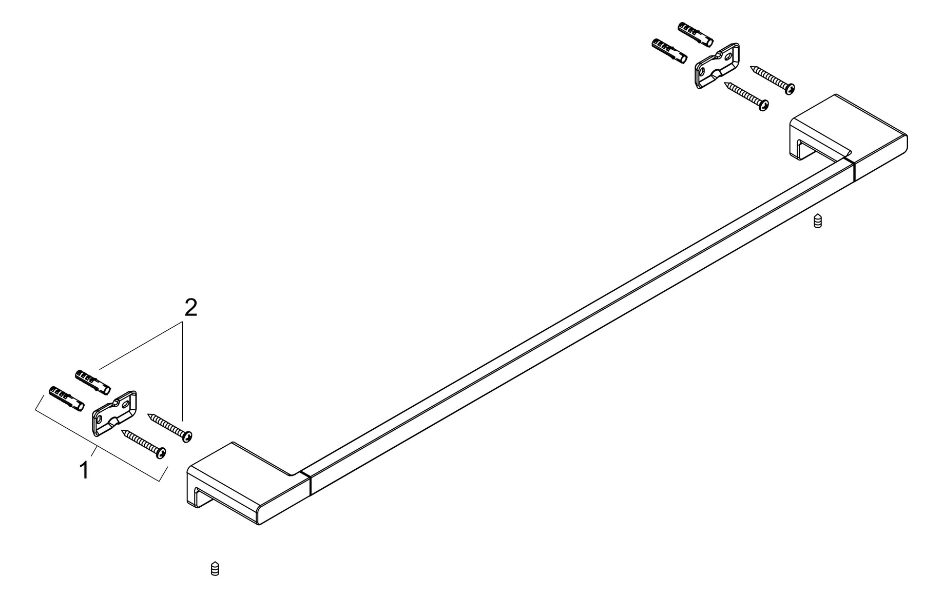 hansgrohe Badetuchhalter AddStoris Länge 648mm, Wandmontage, Metall, mattweiß