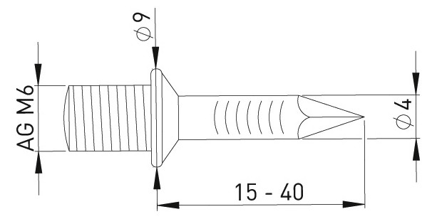 ASW Einschlagschraubdübel M 6 x 25 mm, Stahl verzinkt, mit Außengewinde